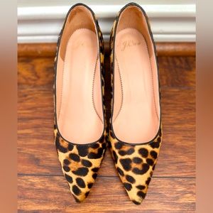 J.Crew ballet pumps in calf-hair leopard print